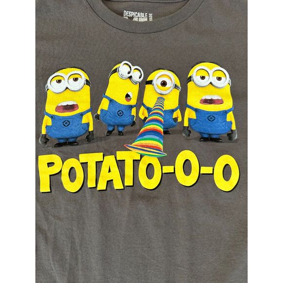 Despicable Me Minion Potato Short Sleeve Gray Crew Neck Tee Shirt Kids XL 14/16 - Picture 4 of 4